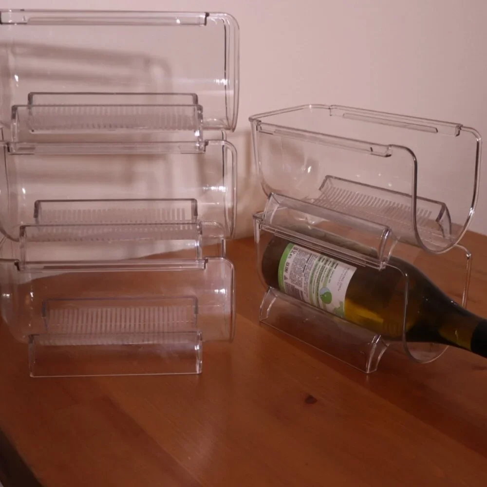 Set of 5 Clear Stackable Wine Bottle Holders